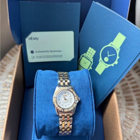 ✅SOLD Breitling Callistino
28mm Diamond Bezel Two Tone 18kt Gold Band Watch - Picture 6 of 11